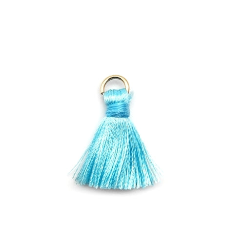 Pendants, Tassels, Light Blue, With Jump Ring, Polyester, 25mm - BEADED CREATIONS