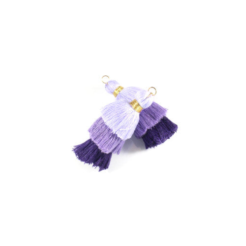 Pendants, Tassels, Multi Layer, With Jump Ring, Lilac, Purple, Mauve, Cotton, 33mm - BEADED CREATIONS