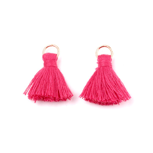 Pendants, Tassels, With Light Gold Jump Ring, Deep Pink, Polycotton, 20-30mm - BEADED CREATIONS