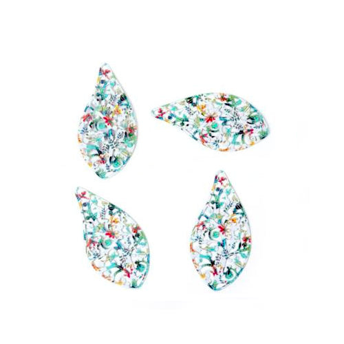 Pendants, Teardrop, Laser-Cut, Floral, Multicolor, Enamel, Alloy, 70mm - BEADED CREATIONS