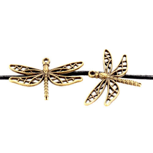 Pendants, Tibetan Style, Dragonfly, Single-Sided, Antique Bronze, 25mm - BEADED CREATIONS