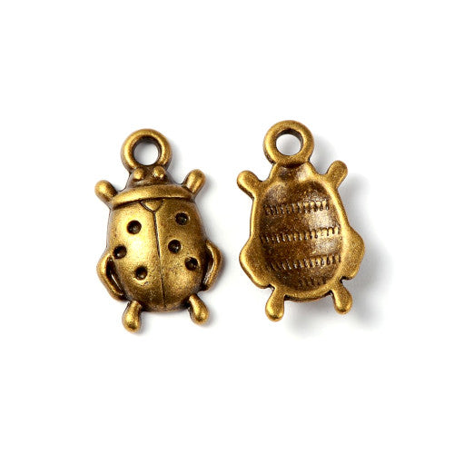 Pendants, Tibetan Style, Ladybug, Single-Sided, Antique Bronze, Alloy, 17.5mm - BEADED CREATIONS
