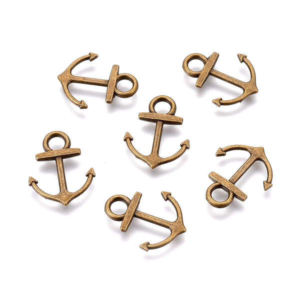 Pendants, Tibetan Style, Nautical, Anchor, Double-Sided, Antique Bronze, Alloy, 19mm - BEADED CREATIONS