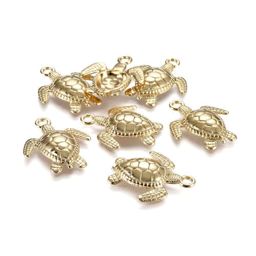 Pendants, Tibetan Style, Sea Turtle, Single-Sided, 14K Gold Plated, Alloy, 28.5mm - BEADED CREATIONS