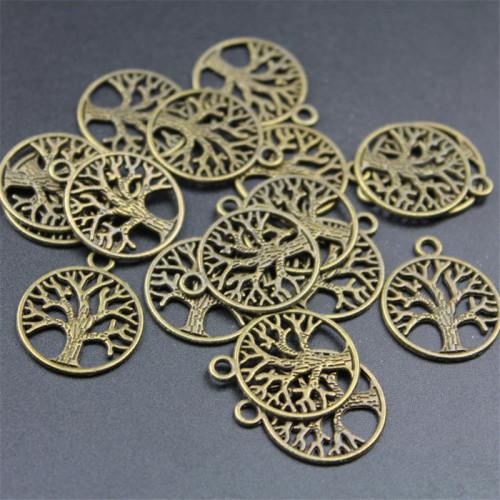 Pendants, Tree Of Life, Flat, Round, Antique Bronze, Alloy, 22mm - BEADED CREATIONS