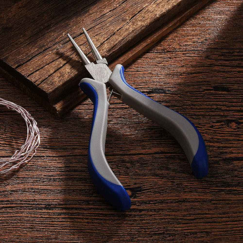 Pliers, Carbon Steel Jewelry Pliers, Round Nose, Blue And White, 12.5cm - BEADED CREATIONS