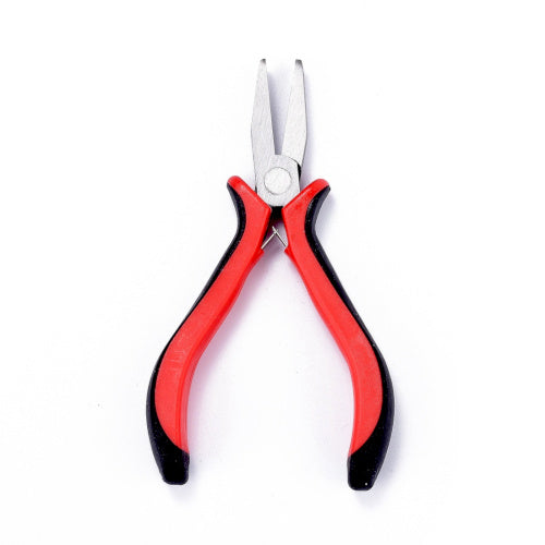 Pliers, Flat Nose Pliers, Carbon Steel, Rubber, Red, Black, 12.7cm - BEADED CREATIONS