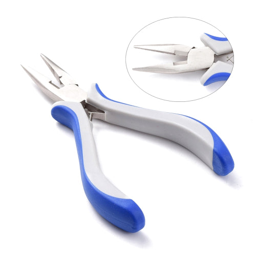Pliers, Wire Cutter Pliers, Carbon Steel, Rubber And Nickel Plated Steel, Blue, White, 12.8cm - BEADED CREATIONS