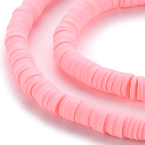 Polymer Clay Beads, Fimo, Katsuki, Heishi, Flat, Round, Light Pink, 6mm - BEADED CREATIONS