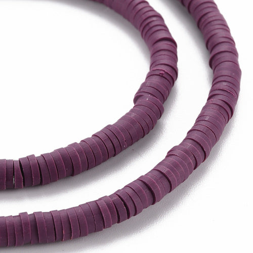 Polymer Clay Beads, Fimo, Katsuki, Heishi, Flat, Round, Purple, 4mm - BEADED CREATIONS