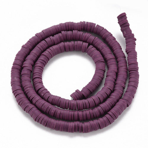 Polymer Clay Beads, Fimo, Katsuki, Heishi, Flat, Round, Purple, 4mm - BEADED CREATIONS