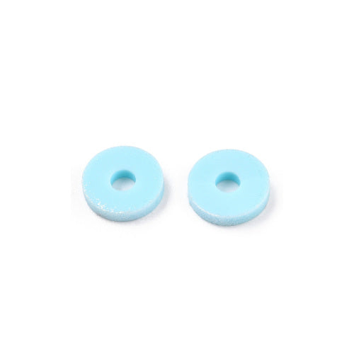 Polymer Clay Beads, Heishi Beads, Round, Pearlized, Light Sky Blue, 6mm - BEADED CREATIONS