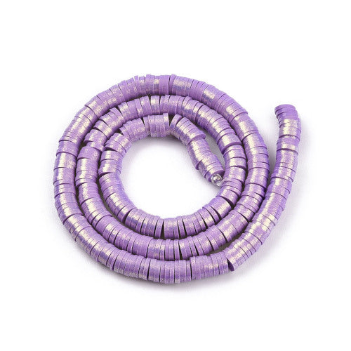 Polymer Clay Beads, Heishi Beads, Round, Pearlized, Lilac, 6mm - BEADED CREATIONS