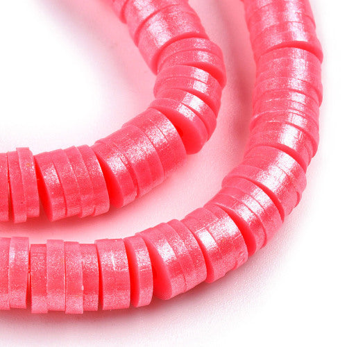 Polymer Clay Beads, Heishi Beads, Round, Pearlized, Pearl Pink, 6mm - BEADED CREATIONS