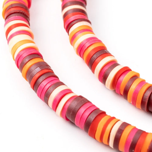 Polymer Clay Beads, Katsuki, Heishi Beads, Round, Dark Red Mix, 6mm - BEADED CREATIONS