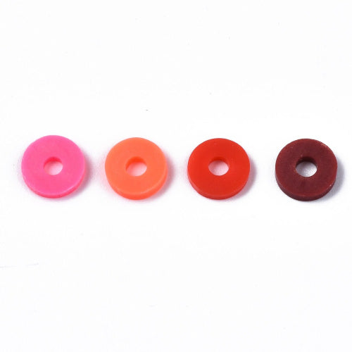 Polymer Clay Beads, Katsuki, Heishi Beads, Round, Dark Red Mix, 6mm - BEADED CREATIONS