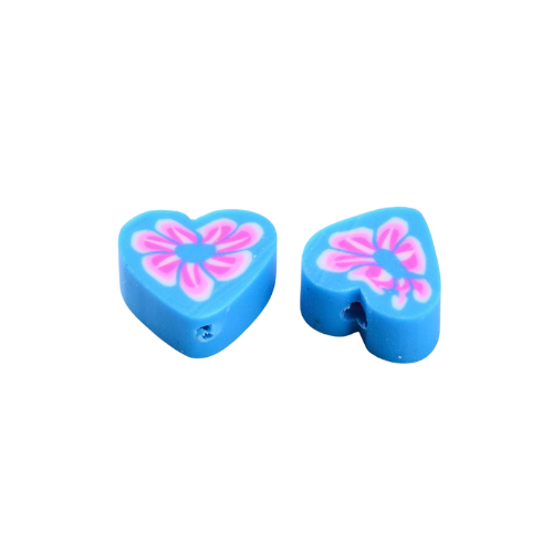 Polymer Clay Beads, Hearts, Floral, Mixed Colors, 10mm - BEADED CREATIONS