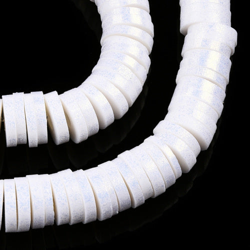 Polymer Clay Beads, Heishi, Flat, Round, Pearlized, White, 6mm - BEADED CREATIONS