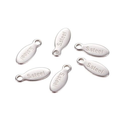 Quality Chain Tags, Teardrop, Stainless Steel, Silver, 10mm - BEADED CREATIONS