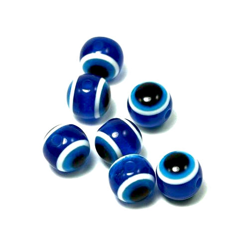 Resin Beads, Evil Eye, Round, Blue, Black, 8mm - BEADED CREATIONS