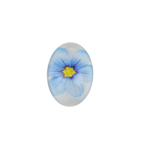 Resin Cabochons, Cameo, Flower, Light Blue, 18x25mm - BEADED CREATIONS