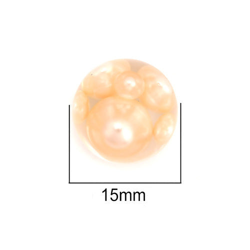 Resin Cabochons, Round, Acrylic Pearls,Peach, 15mm - BEADED CREATIONS