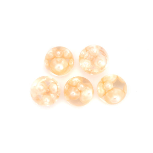 Resin Cabochons, Round, Acrylic Pearls,Peach, 15mm - BEADED CREATIONS