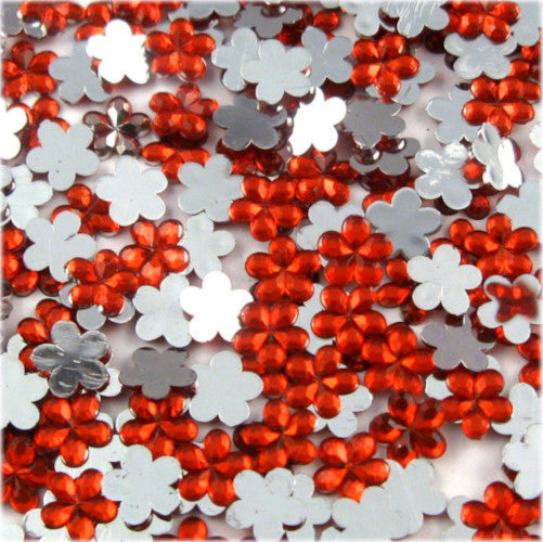 Rhinestones, Acrylic, Flatback, Flower, Red, 3mm - BEADED CREATIONS