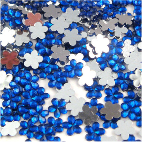 Rhinestones, Acrylic, Flatback, Flower, Royal Blue, 3mm - BEADED CREATIONS