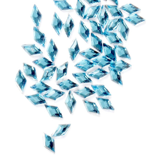 Rhinestones, Acrylic, Flatback, Rhombus, Light Blue, 3mm - BEADED CREATIONS