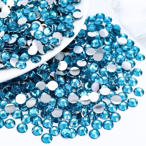 Rhinestones, Acrylic, Flatback, Round, Aqua Blue, 2mm - BEADED CREATIONS