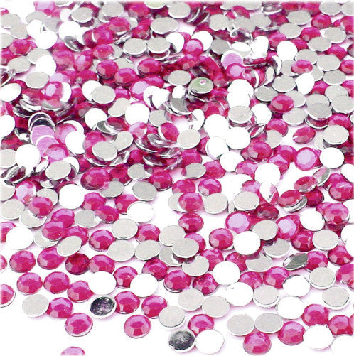 Rhinestones, Acrylic, Flatback, Round, Dark Pink, 2mm - BEADED CREATIONS