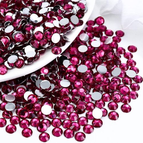 Rhinestones, Acrylic, Flatback, Round, Dark Pink, 2mm - BEADED CREATIONS