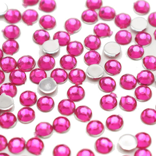 Rhinestones, Acrylic, Flatback, Round, Fuchsia, 2mm - BEADED CREATIONS