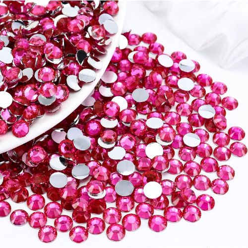 Rhinestones, Acrylic, Flatback, Round, Hot Pink, 2mm - BEADED CREATIONS