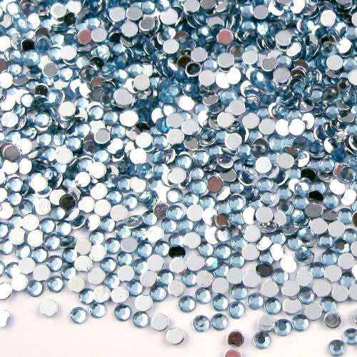 Rhinestones, Acrylic, Flatback, Round, Light Blue, 2mm - BEADED CREATIONS