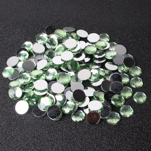 Rhinestones, Acrylic, Flatback, Round, Light Green, 2mm - BEADED CREATIONS