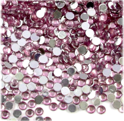 Rhinestones, Acrylic, Flatback, Round, Light Pink, 2mm - BEADED CREATIONS