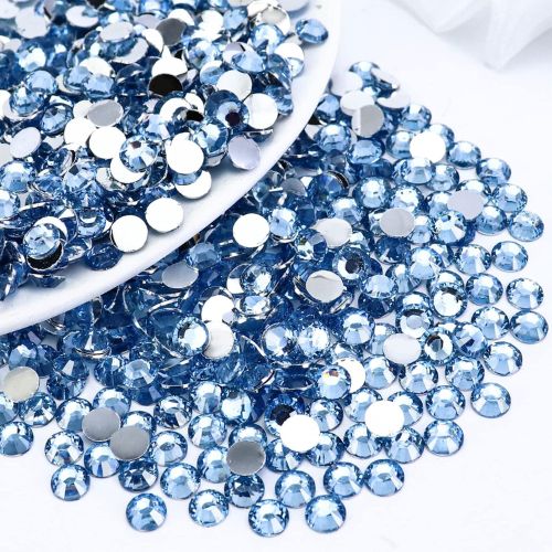 Rhinestones, Acrylic, Flatback, Round, Light Blue, 2mm - BEADED CREATIONS