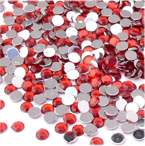 Rhinestones, Acrylic, Flatback, Round, Red, 2mm - BEADED CREATIONS