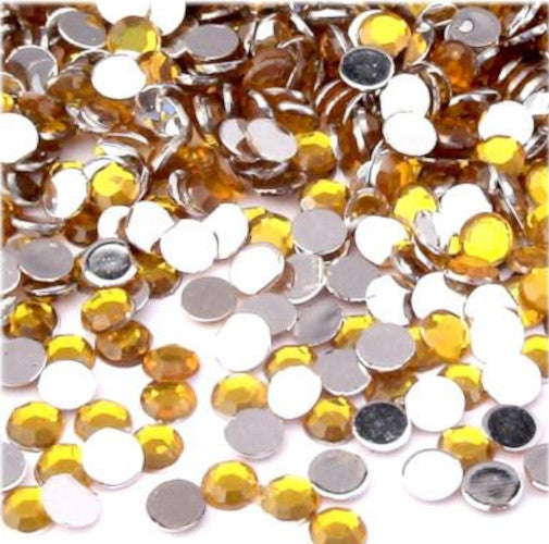 Rhinestones, Acrylic, Flatback, Round, Yellow, 2mm - BEADED CREATIONS