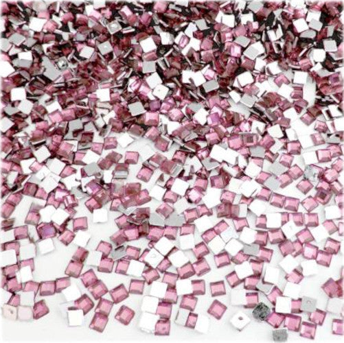 Rhinestones, Acrylic, Flatback, Square, Light Pink, 2mm - BEADED CREATIONS