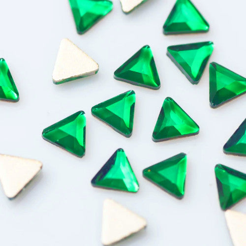 Rhinestones, Acrylic, Flatback, Triangle, Green, 3mm - BEADED CREATIONS