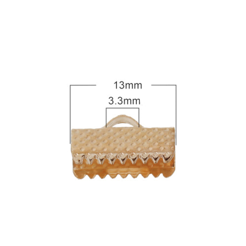 Ribbon Crimp Ends, Textured, Rectangle, Rose Gold, Plated, Alloy, 13x8mm - BEADED CREATIONS