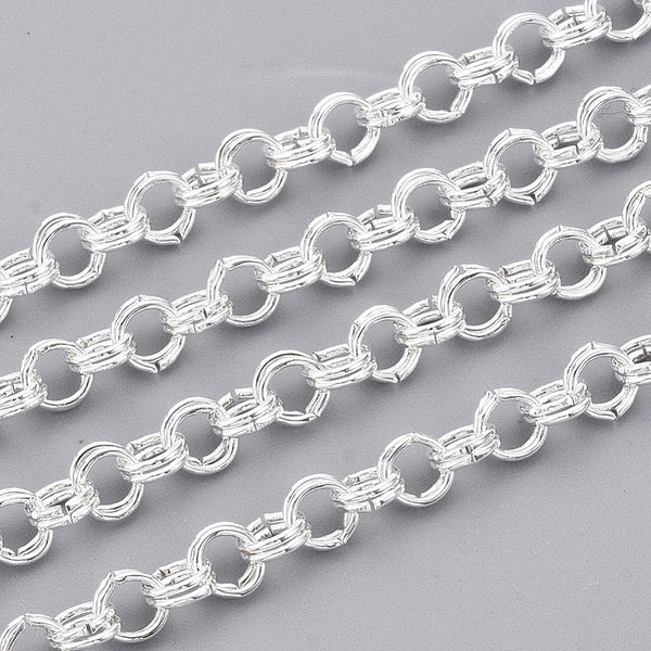 Rolo Chain, Iron, Double Open Link, Silver Plated, 3.6mm - BEADED CREATIONS