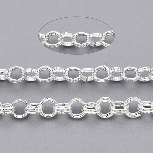 Rolo Chain, Iron, Double Open Link, Silver Plated, 3.6mm - BEADED CREATIONS