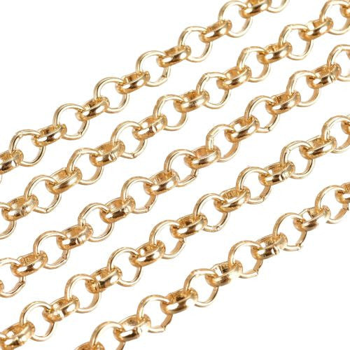 Rolo Chain, Iron, Soldered, Gold Plated, 4mm - BEADED CREATIONS