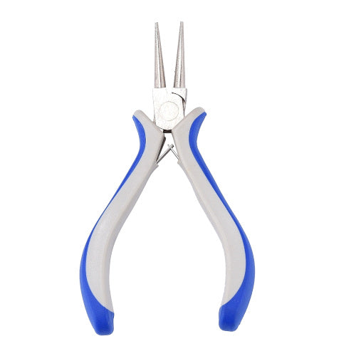 Round Nose Pliers, Carbon Steel, Rubber, Blue, White, 12.5cm - BEADED CREATIONS