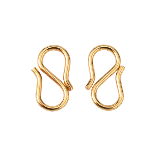 S Hook Clasps, Stainless Steel, 18K Gold Plated, 12.5x6.5mm  BEADED CREATIONS