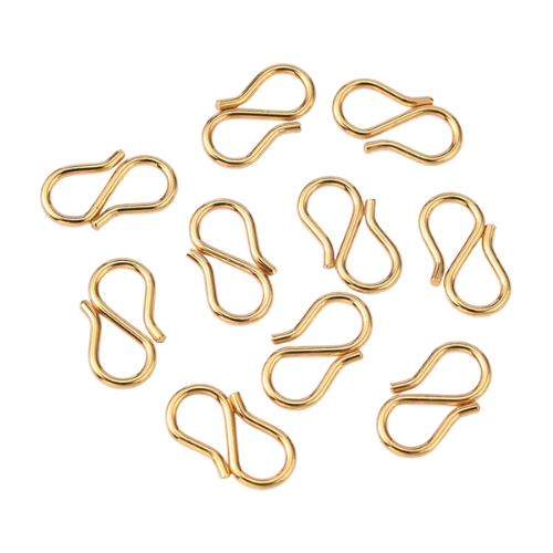 S Hook Clasps, Stainless Steel, 18K Gold Plated, 12.5x6.5mm  BEADED CREATIONS